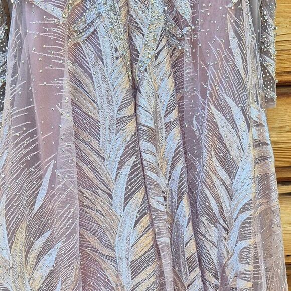 LARA High Neck Sheer Long Sleeve Embellished Gown - Picture 9 of 12